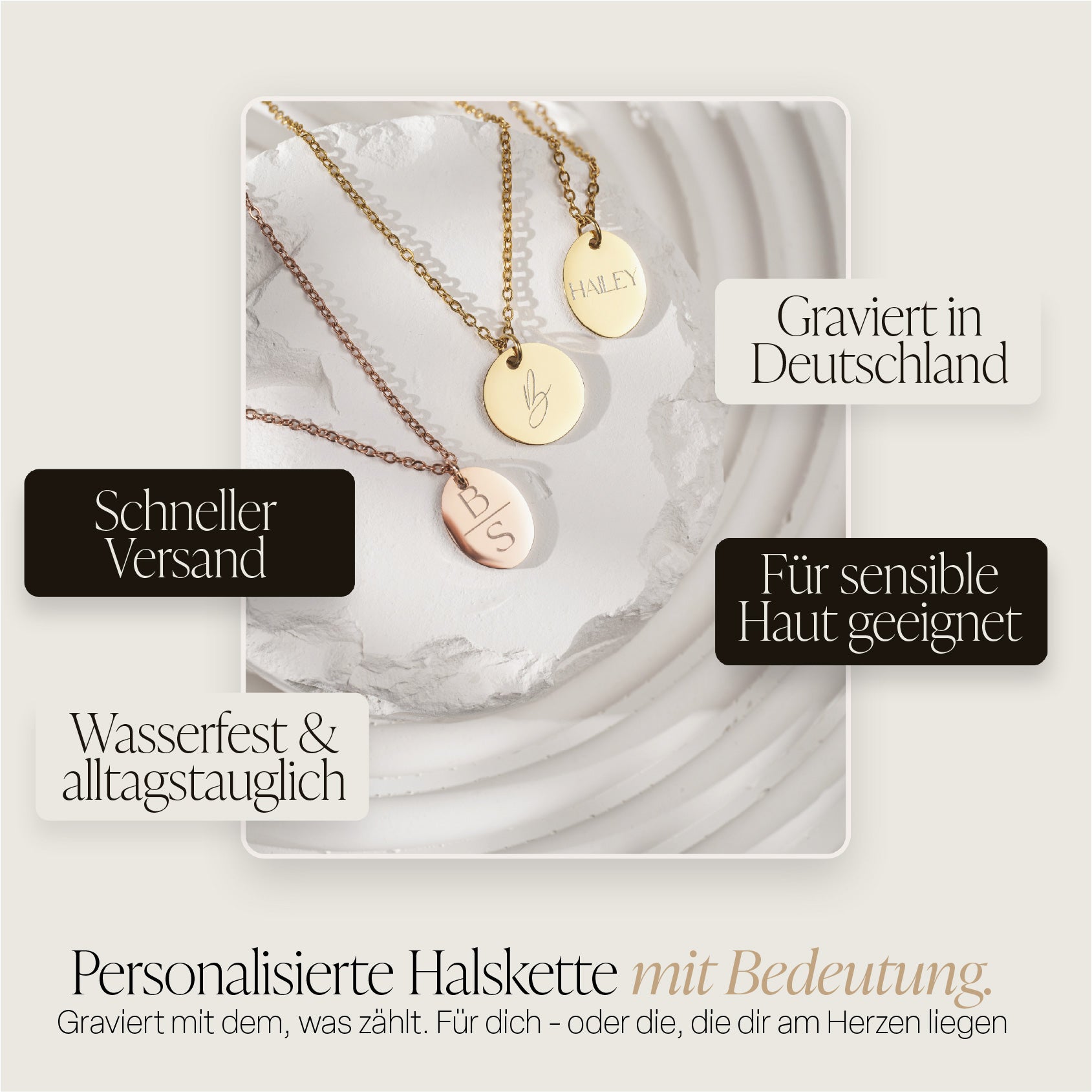 ELAINE – Initialenkette mit ovalem Anhänger